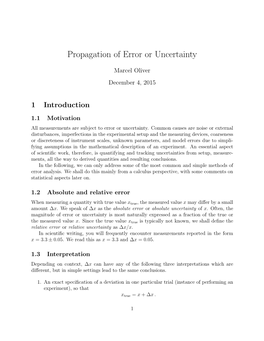 Propagation of Error Or Uncertainty