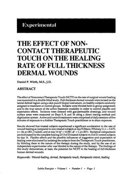 CONTACT THERAPEUTIC TOUCH on the HEALING RATE of FULL Tmckness DERMAL WOUNDS
