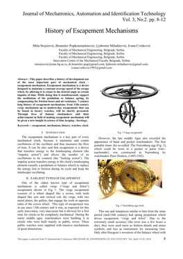 History of Escapement Mechanisms