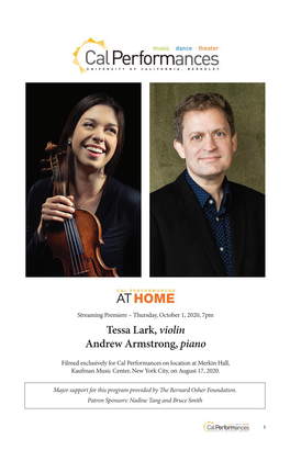 Tessa Lark, Violin Andrew Armstrong, Piano