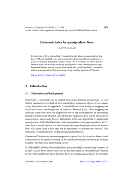 Universal Circles for Quasigeodesic Flows 1 Introduction