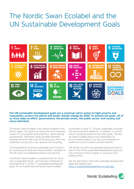 The Nordic Swan Ecolabel and the UN Sustainable Development Goals