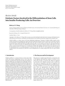 Extrinsic Factors Involved in the Differentiation of Stem Cells Into Insulin-Producing Cells: an Overview