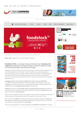 Foodstock 2019, Una Nuova Edizione a Calvanico