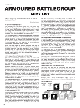 Armoured Battlegroup Army List