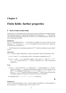 Finite Fields: Further Properties