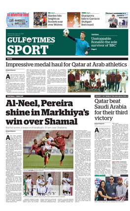 Al-Neel, Pereira Shine in Markhiya's Win Over Shamal