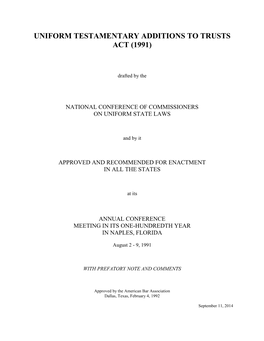 Uniform Testamentary Additions to Trusts Act (1991)