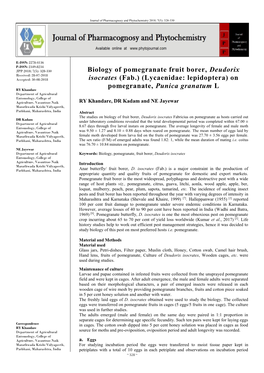 Biology of Pomegranate Fruit Borer, Deudorix Isocrates