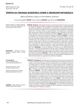 Effects of Bariatric Surgery on the Metabolic Syndrome