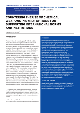 Countering the Use of Chemical Weapons in Syria: Options for Supporting International Norms and Institutions