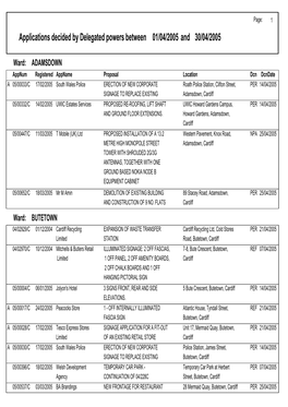 Applications Decided by Delegated Powers Between 01/04/2005 30/04