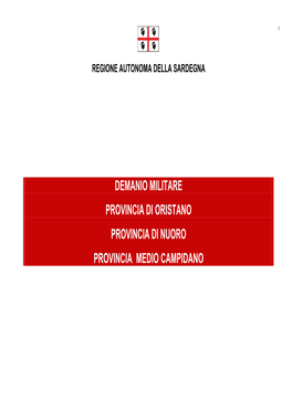 Demanio Militare Provincia Di Oristano Provincia Di Nuoro Provincia Medio Campidano