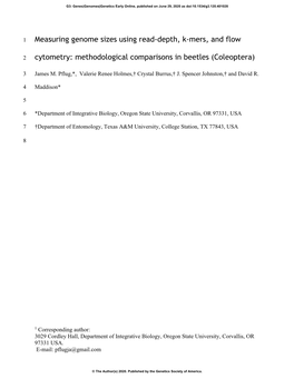 Measuring Genome Sizes Using Read-Depth, K-Mers, and Flow Cytometry: Methodological Comparisons in Beetles (Coleoptera)