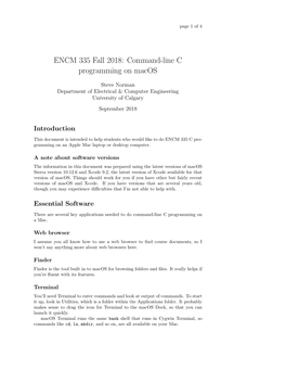 ENCM 335 Fall 2018: Command-Line C Programming on Macos