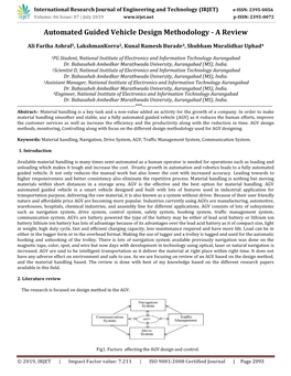 Automated Guided Vehicle Design Methodology - a Review