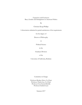 Race, Gender and Immigration in American Politics by Christian