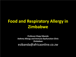 Food and Respiratory Allergy in Zimbabwe