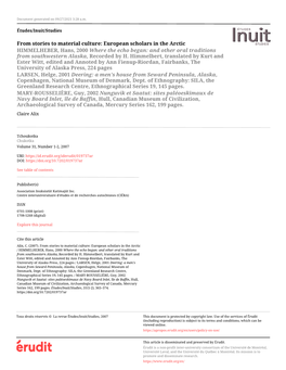 European Scholars in the Arctic / HIMMELHEBER, Hans, 2000 Where the Echo Began: and Other Oral Traditions from Southwestern Alaska, Recorded by H