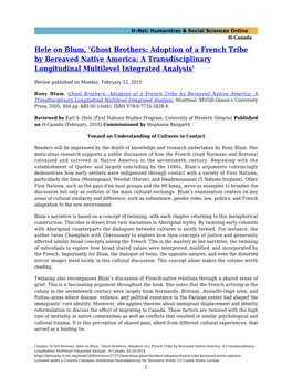 Hele on Blum, 'Ghost Brothers: Adoption of a French Tribe by Bereaved Native America: a Transdisciplinary Longitudinal Multilevel Integrated Analysis'