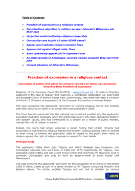 Freedom of Expression in a Religious Context