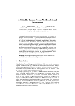 A Method for Business Process Model Analysis and Improvement