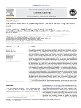 Variation in Habitat Use of Coexisting Rodent Species in a Tropical Dry Deciduous Forest