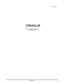 Oracle Technology Global Price List September 7, 2021