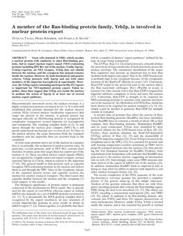 A Member of the Ran-Binding Protein Family, Yrb2p, Is Involved in Nuclear Protein Export