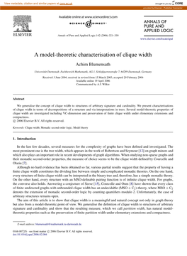 A Model-Theoretic Characterisation of Clique Width Achim Blumensath