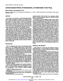 Antimicrotubule Effects of Estramustine, an Antiprostatic Tumor Drug