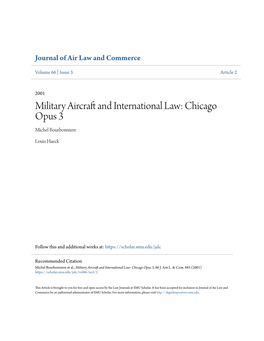 Military Aircraft and International Law: Chicago Opus 3'