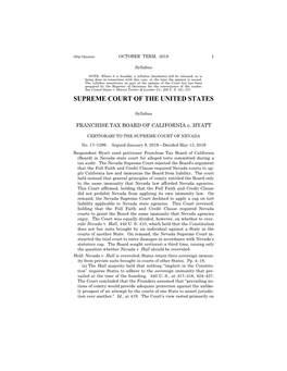 17-1299 Franchise Tax Bd. of Cal. V. Hyatt (05/13/2019)