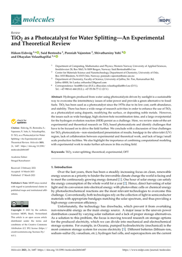 Tio2 As a Photocatalyst for Water Splitting—An Experimental and Theoretical Review