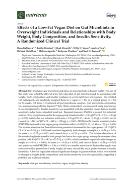 Effects of a Low-Fat Vegan Diet on Gut Microbiota in Overweight