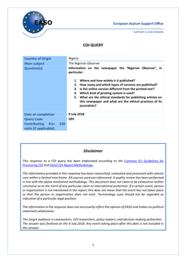 The Nigerian Observer Question(S) Information on the Newspaper the ‘Nigerian Observer’, in Particular