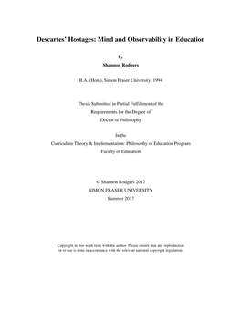Descartes' Hostages: Mind and Observability in Education