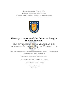 Velocity Structure of the Orion a Integral Shaped Filament (La Estructura De La Velocidad Del Filamento Integral Shaped Filament De Orion´ A)