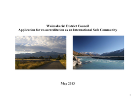 Waimakariri District Council Application for Re-Accreditation As an International Safe Community