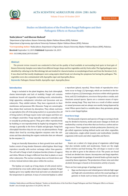 Studies on Identification of the Food Born Fungal Pathogens and Their