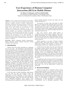 User-Experience of Human Computer Interaction (HCI) in Mobile Phones Dr