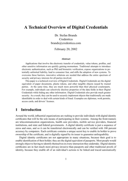 A Technical Overview of Digital Credentials