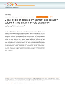 Coevolution of Parental Investment and Sexually Selected Traits Drives Sex-Role Divergence