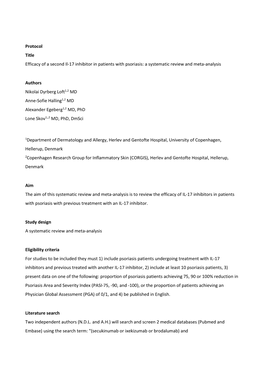 Efficacy of a Second Il-17 Inhibitor in Patients with Psoriasis a Systematic