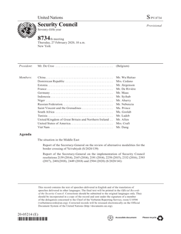 S/PV.8734 the Situation in the Middle East 27/02/2020