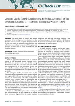 Check List Lists of Species Check List 12(6): 1988, 12 November 2016 Doi: ISSN 1809-127X © 2016 Check List and Authors