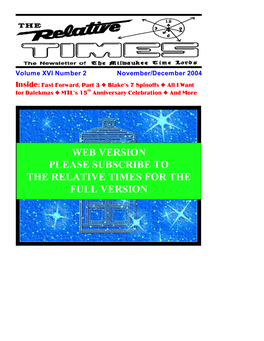 Web Version Please Subscribe to the Relative Times For