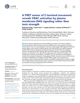 A FRET Sensor of C-Terminal Movement Reveals VRAC Activation