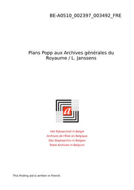 Plans Popp Aux Archives Générales Du Royaume / L