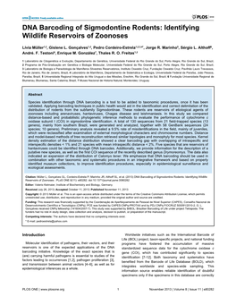 DNA Barcoding of Sigmodontine Rodents: Identifying Wildlife Reservoirs of Zoonoses